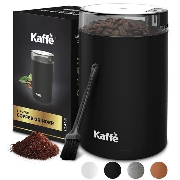 Electric Coffee Grinder - 14 Cup (3.5oz) with Cleaning Brush. Easy On/Off. Black, Kaffe, Mfr#: KF2010