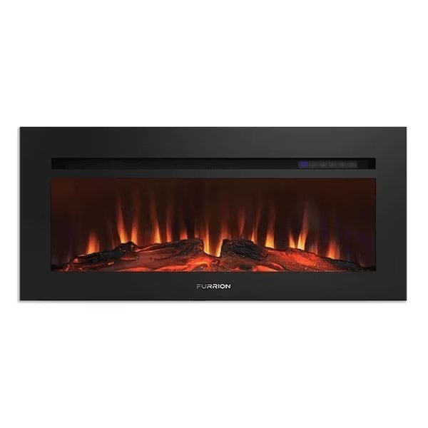 Electric Fireplace With Simulated Logs LED Viewing Area PlugIn Mount, Furrion, Mfr#: FF40SW15A-BL