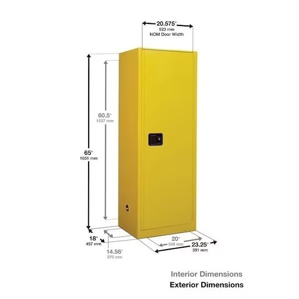 SPACE SAV. FLAM LIQ SAFETY CAB, 24 GAL., 3 SHELVES, 1 DR, MAN CLS, WH, Eagle, Mfr#: 1923XWHTE