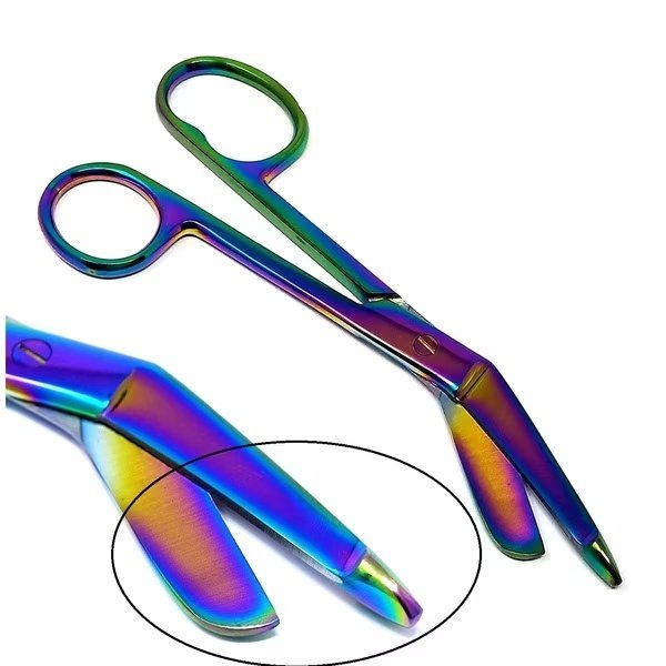 One Large Ring Multi Rainbow Color Lister Bandage Scissors 5.5