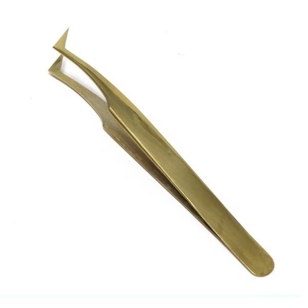 Volume Eyelash Lash Fine Point Tweezers Semi Angled Gold Plated, A2Z Scilab, Mfr#: A2Z-ZR320