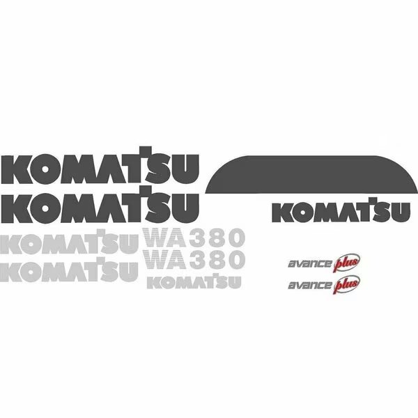 Decal Set with Avance Plus Decals for Komatsu Wheel Loader WA380, Aftermarket, Mfr#: KOMWA380-3DECALSET