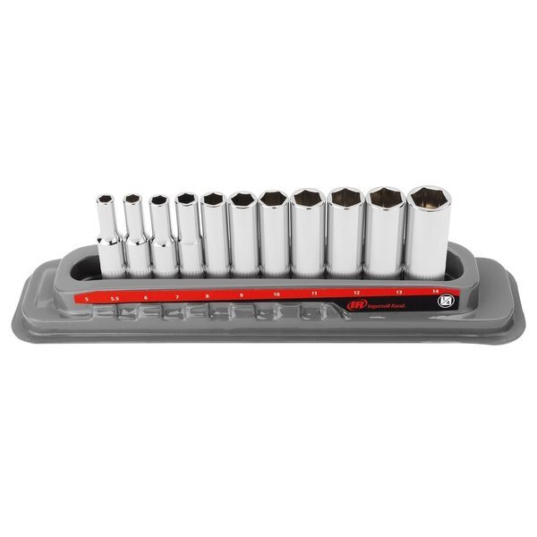11 Piece 1/4 Inch Drive Deep Socket Set - Metric 6-Pt, Ingersoll-Rand, Mfr#: 752045X