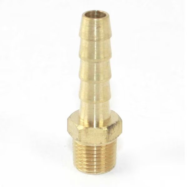 Brass Hose Barb Fitting, Connector, 1/4 Inch Barb X 1/8 Inch NPT Male End, PK 50, Interstate Pneumatics, Mfr#: FM24-50K