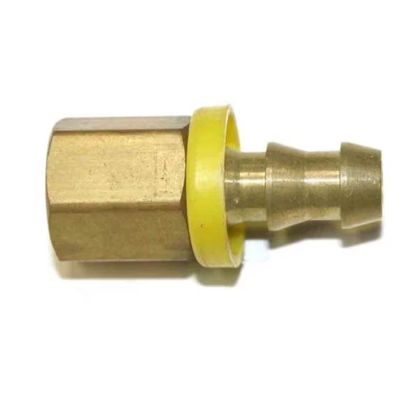 Easy Lock Brass Hose Fittings, Connectors, 3/8 Inch Push-Lock Barb x 1/4 Inch Female NPT End, PK 25, Interstate Pneumatics, Mfr#: FL046-25K