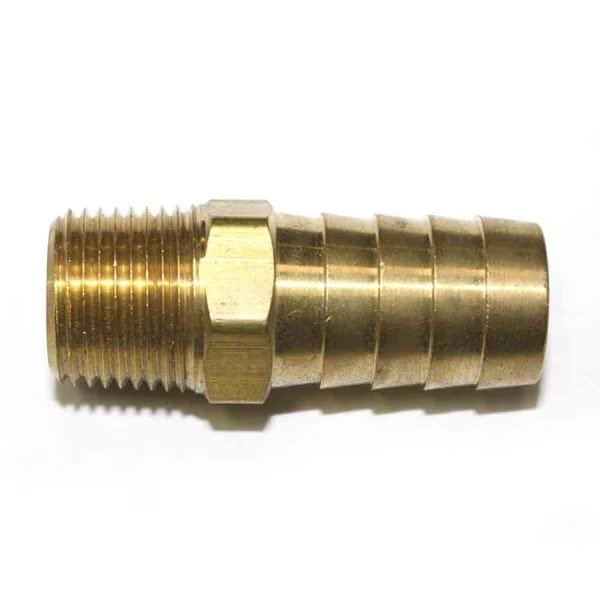 Brass Hose Barb Fitting, Connector, 5/8 Inch Barb X 3/8 Inch NPT Male End, PK 6, Interstate Pneumatics, Mfr#: FM68-5-D6