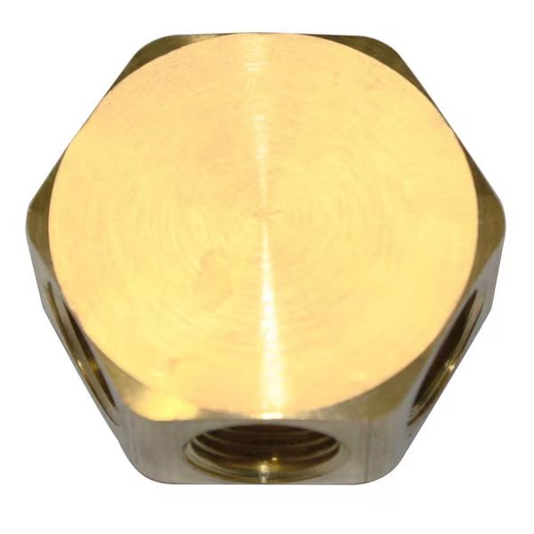 Brass Flat Hex Manifold - 3 Way Outlets 1/4 Inch NPT Female, Interstate Pneumatics, Mfr#: FPM44R