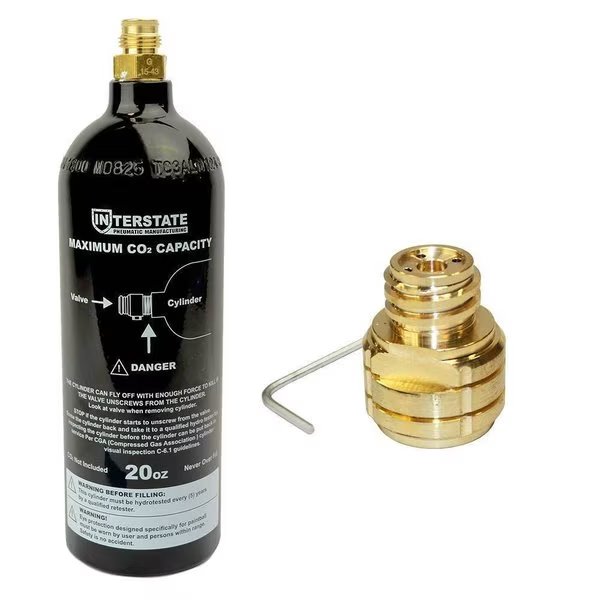 20 Oz CO2 DOT Paintball Tank with Soda Stream Fitting, Interstate Pneumatics, Mfr#: WRCO2-CL20K1