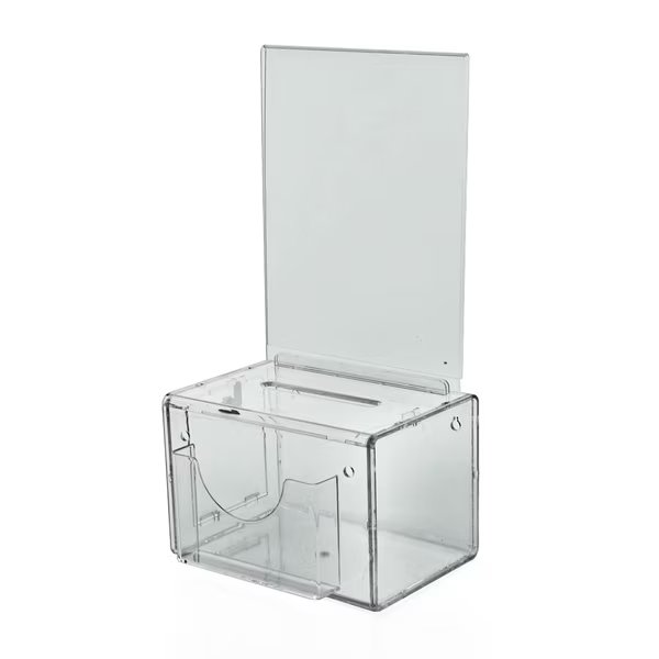 Large Lottery Box with Lock and Keys. Color: Clear, Azar Displays, Mfr#: 206388