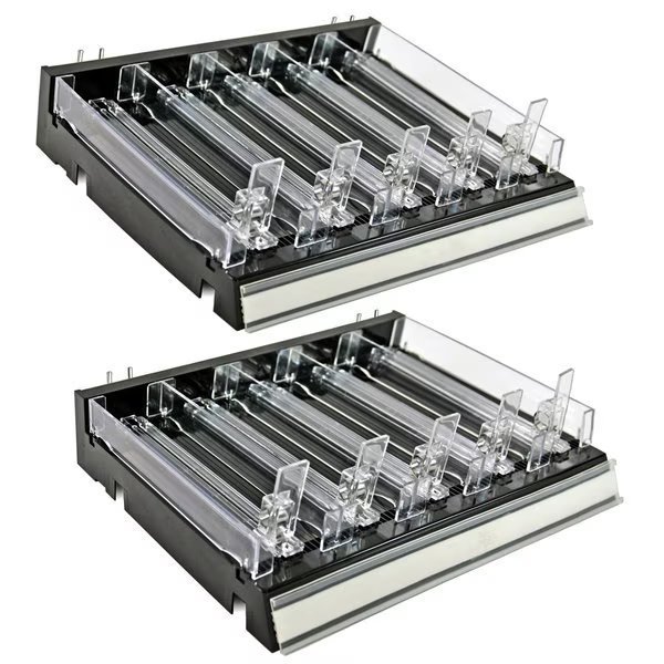 Adjustable Short Divider Bin Cosmetic Tray w Pushers - Customize Slot Size to Product, Black, 2-Pack, Azar Displays, Mfr#: 225830-SHORT-BLK-2PK