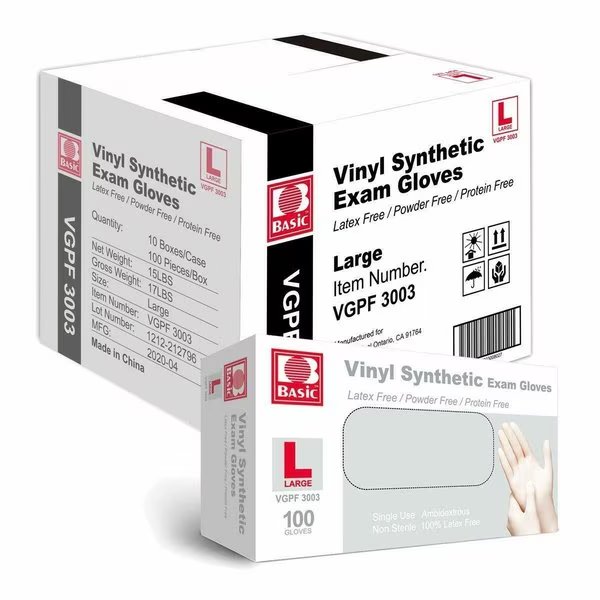 Disposable Gloves, Vinyl, Latex-Free, Powder-Free, Clear, L, Case of 1000 (10 Boxes of 100), EnjoyTool Select, Mfr#: VinylLC