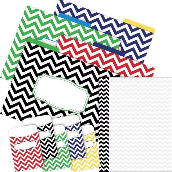 Nautical Chevron On-Trend Organizer Set, Multi-Design Set, 92/Set, Barker Creek, Mfr#: 4093