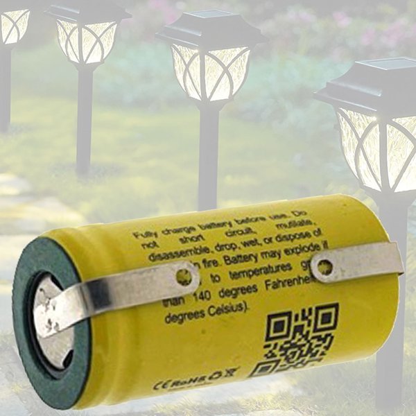 3.7V 16340 Li-Ion 600mAh Rechargeable Solar Light Battery WITH TABS, Exell Battery, Mfr#: EBLI-16340HP-WT_SOLAR