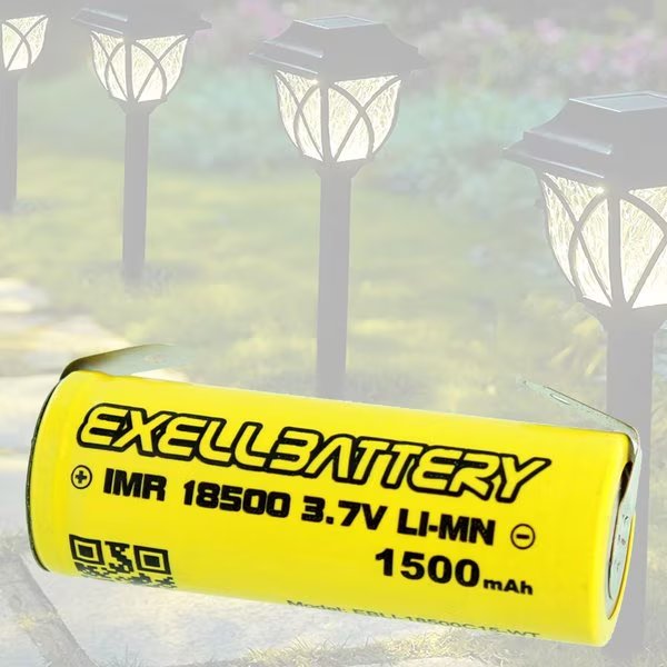 18500 3.7V Li-Ion 1500mAh Rechargeable Solar Light Battery w/ SOLDER TABS, Exell Battery, Mfr#: EBLI-18500C15-WT_SOLAR