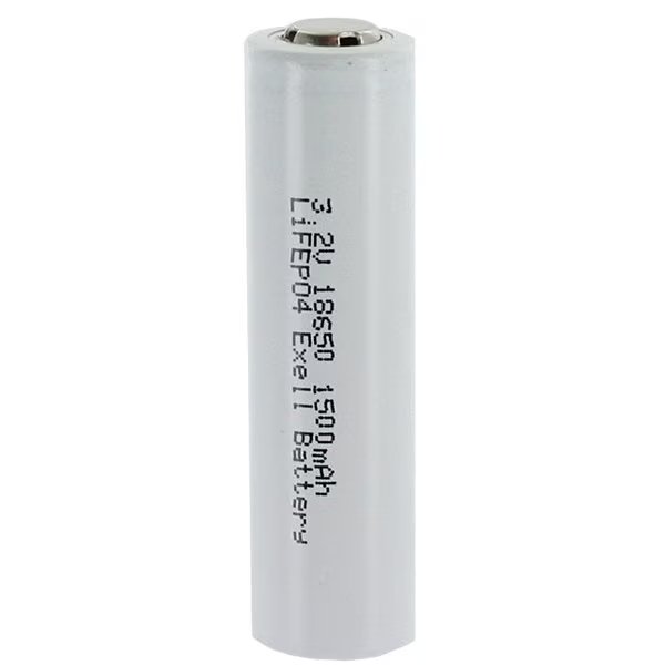3.2V 1500mAh Li-FePO4 18650 Rechargeable FLAT TOP Battery For Solar Lights, Exell Battery, Mfr#: EB-LFP-18650-1500-FLAT