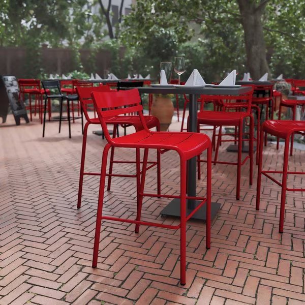 Red All-Weather Steel Bar Stool, 2PK, Flash Furniture, Mfr#: 2-XU-CH-10318-B-RED-GG