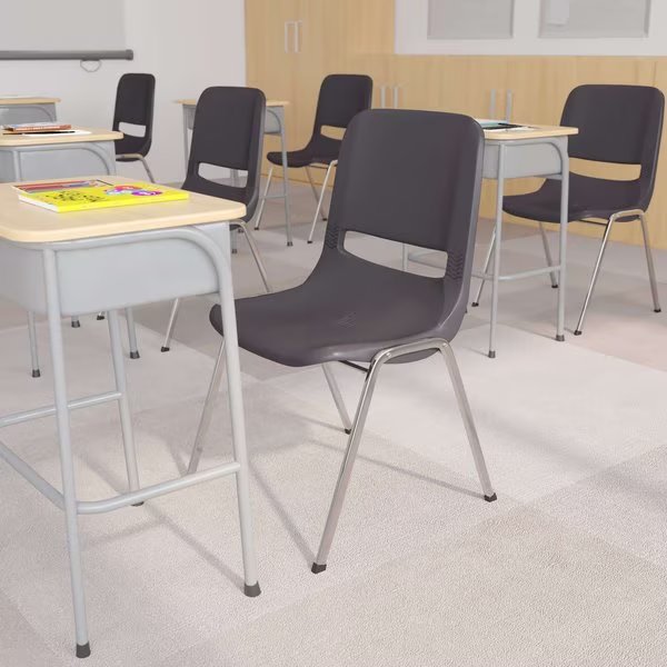 880 lb. Capacity Gray Stack Chair w/ Chrome Frame, 5PK, Flash Furniture, Mfr#: 5-RUT-18-GY-CHR-GG