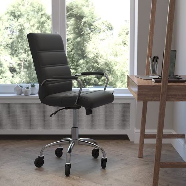 Black LeatherSoft Roller Wheel Executive Chair, Flash Furniture, Mfr#: GO-2286M-BK-RLB-GG