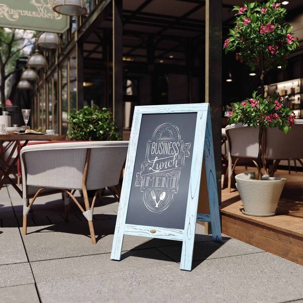 Robin Blue Wooden A-Frame Magnetic Chalkboard, Flash Furniture, Mfr#: HGWA-GDIS-CRE8-542315-GG