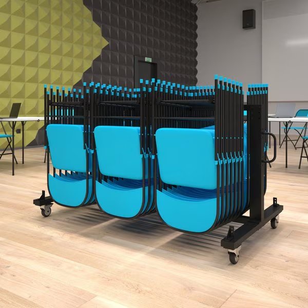 Black Heavy Duty Small Mobile Chair & Table Cart, Flash Furniture, Mfr#: QIN-FRCW45425-GG