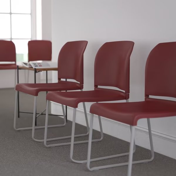 Burgundy Plastic Stack Chair, Flash Furniture, Mfr#: RUT-238A-BY-GG
