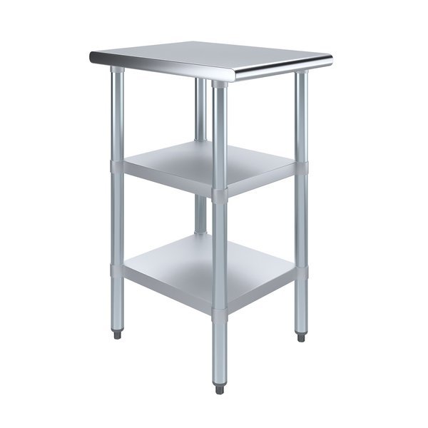 24x18 Prep Table with Stainless Steel Top and 2 Shelves, Amgood, Mfr#: AMG WT-2418-2SH