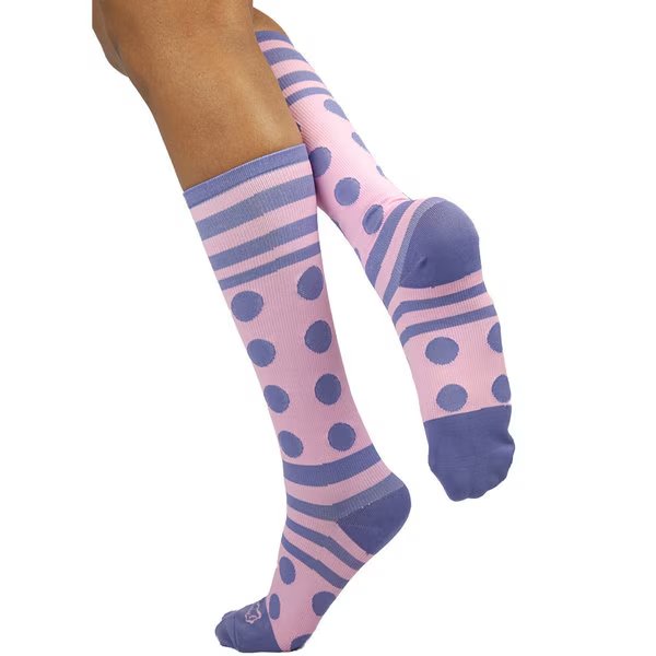 Dots Stripe Compression Socks, Pink/ Lilac, PR, Zayaan Health, Mfr#: BLZH-CSDS-4PL