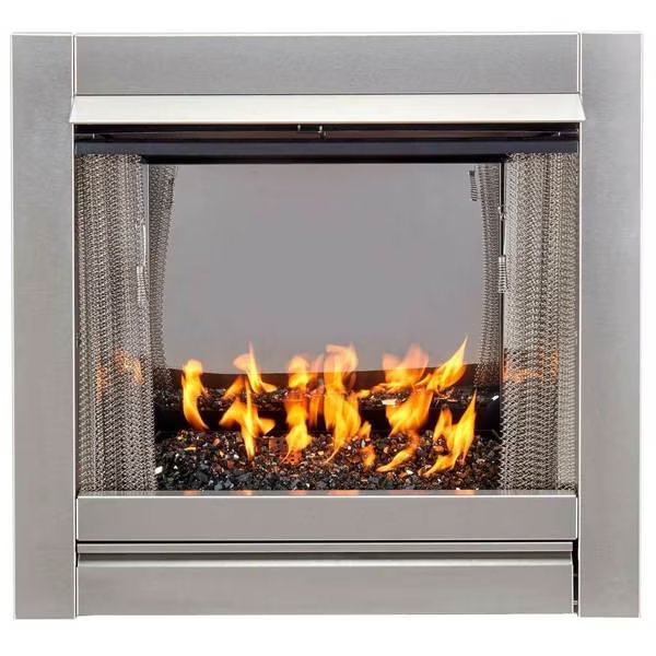 Ventless Stainless Outdoor Gas Fireplace Insert With Reflective Blac, Duluth Forge, Mfr#: DF450SS-G-RBLK