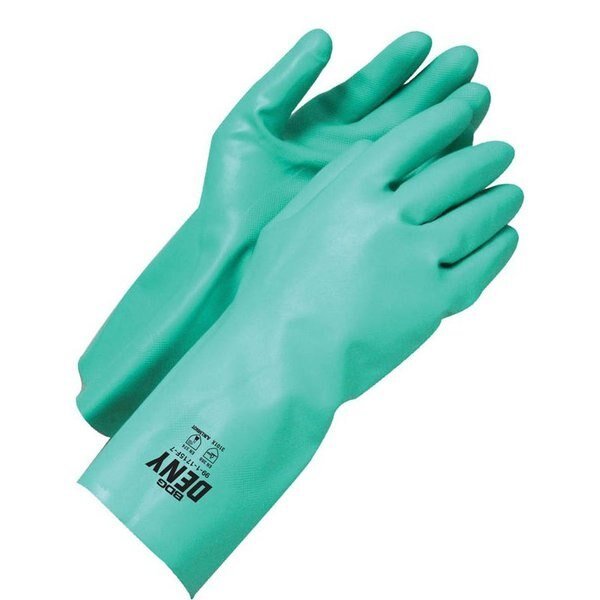 Unsupported Nitrile Green 13" Gauntlet 15mil Flock Lined, Shrink Wrapped, Size L (9), Bdg, Mfr#: 99-1-1715F-9-K