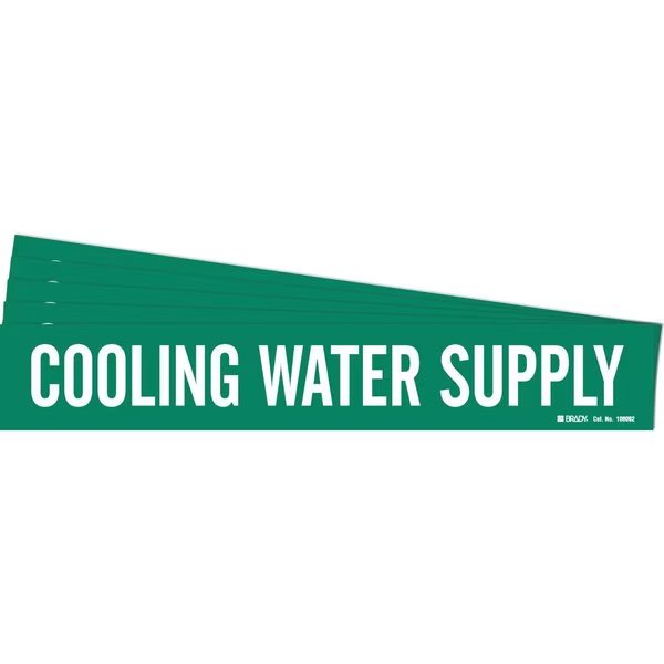 COOLING WATER SUPPLY Pipe Marker Style 1 Polyester WT on GN 1 per Card, 5 PK, Brady, Mfr#: 106092-PK