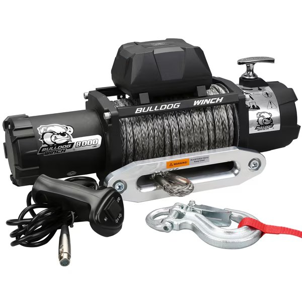 8000lb Winch , 100ft Synthetic Rope, Alum Frld, Bulldog Winch, Mfr#: 10044