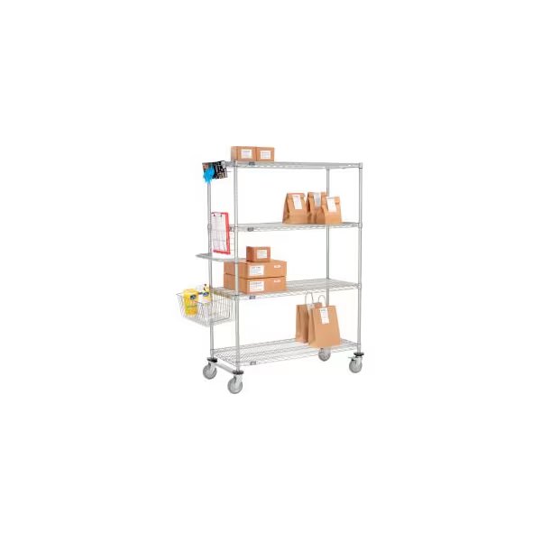 Curbside Truck, Nexelate , 42L x 24W x 69H, 4 Wire Shelves, Polyurethane Casters, Nexel, Mfr#: CS24424EP