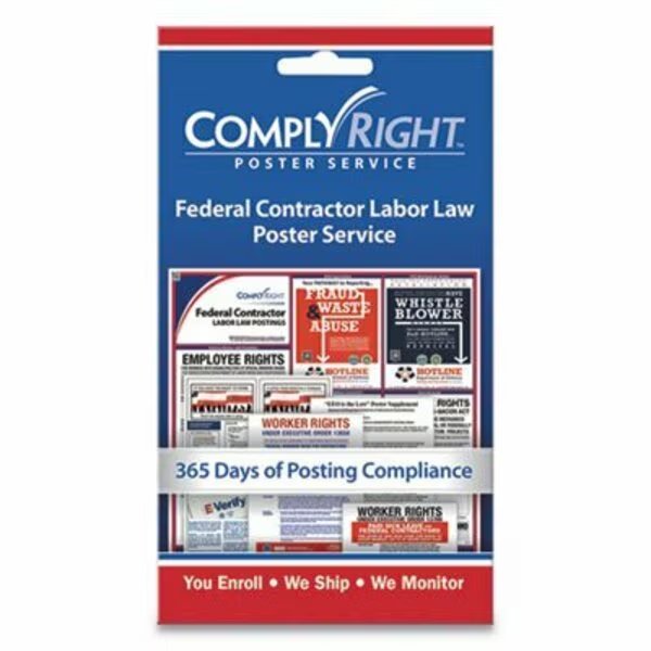 Comply, LABOR LAW POSTER SERVICE, inFEDERAL CONTRACTOR LABOR LAWin, 4W X 7H, Consolidated Stamp, Mfr#: 098435