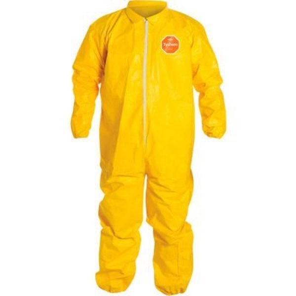 DuPont Tychem 2000 Coverall, Elastic Wrist/Ankle, Stormflap, Serged Seam, Yellow, 2X, 12/Qty, Dupont, Mfr#: QC125SYL2X001200