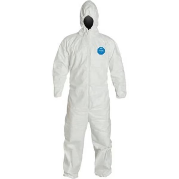 DuPont Tyvek 400 Coverall, Hood, Elastic Wrist & Ankle, Stormflap, White, XL, 25/Qty, Dupont, Mfr#: TY127SWHXL002500