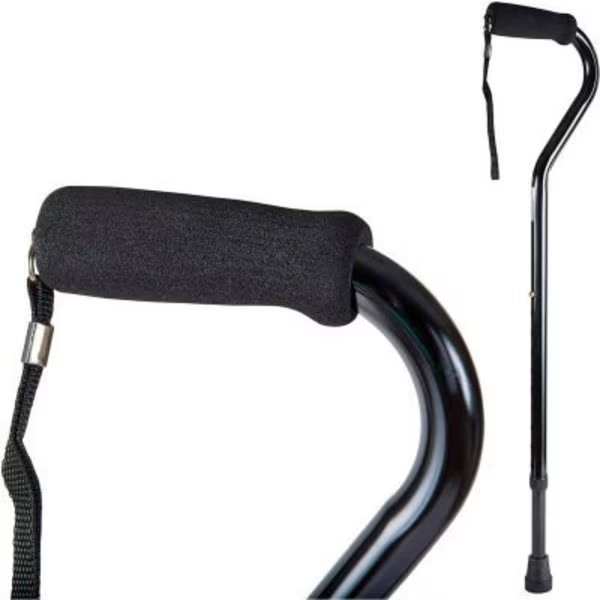 DMI Deluxe Lightweight Adjustable Walking Cane with Soft Foam Offset Hand Grip, Black, Healthsmart, Mfr#: 502-1304-0255