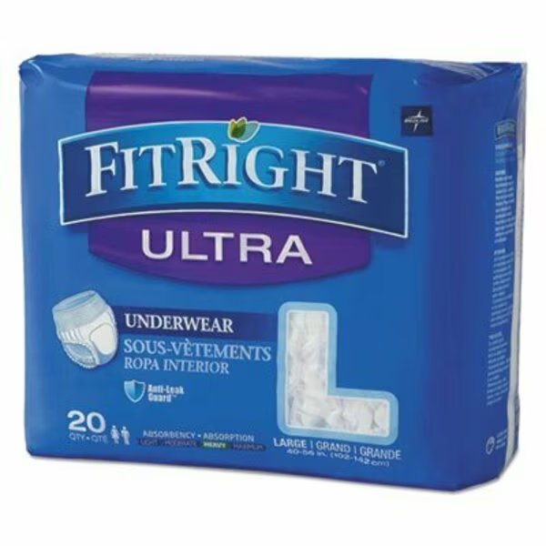 Medline, FITRIGHT ULTRA PROTECTIVE UNDERWEAR, LARGE, 40in TO 56in WAIST, 20PK, Medline Industries, Mfr#: FIT23505A