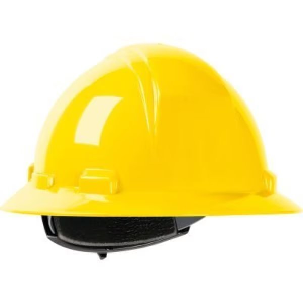 Kilimanjaro Full Brim Hard Hat HDPE Shell, 4-Pt Nylon Webbing Cradle, Ratchet Adjustment, Yellow, Pip, Mfr#: 280-HP641R-02