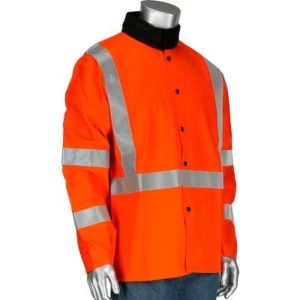 Ironcat 30in Cotton Jacket w/ Reflective Stripes, Hi-Vis Orange, XL, Pip, Mfr#: 7060/XL