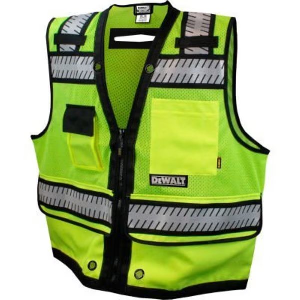 100% high visibility polyester mesh with solid twill pockets, Zipper Closure, Green, Size 3X