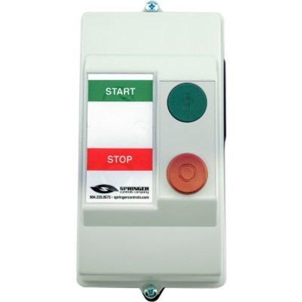 NEMA 4X Enclosed Motor Starter, 9A, 1PH, Remote Start, Start/Stop, 24-60V, 7.6-10A, Springer Controls Co, Mfr#: AF0916P4G-1F