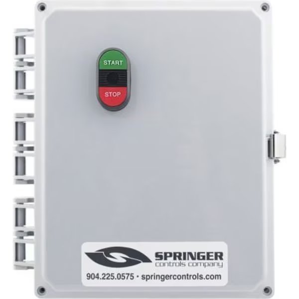 NEMA 4X Enclosed Motor Starter, 38A, 3PH, Remote Start Terminals, Start/Stop, 250-500V, 35-40A, Springer Controls Co, Mfr#: AF3806P3M-4M
