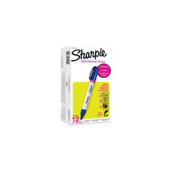 Sharpie Paint Marker, Oil Based, Medium, Blue Ink, Sanford, Mfr#: 2107624