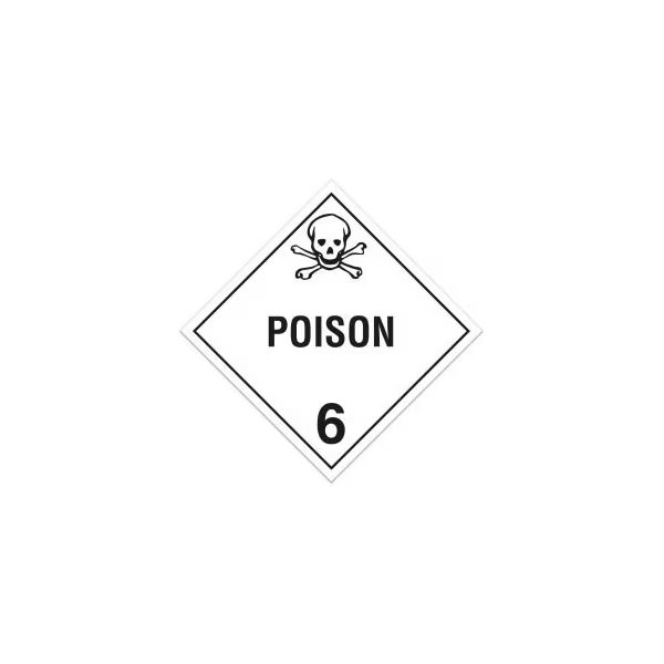 INCOM Class 6.1 Toxic Substances Rigid Plastic Placard - 100/Pkg, Top Tape And  Label., Mfr#: TA600SS