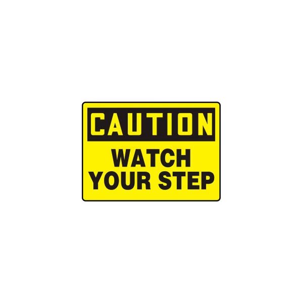Accuform Caution Sign, Watch Your Step, 14inW x 10inH, Plastic, Accuform, Mfr#: MSTF661VP