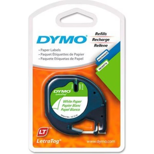 DYMO LetraTag Paper Label Tape Cassette, 1/2in x 13ft, White, 2/Pack, Dymo, Mfr#: 10697