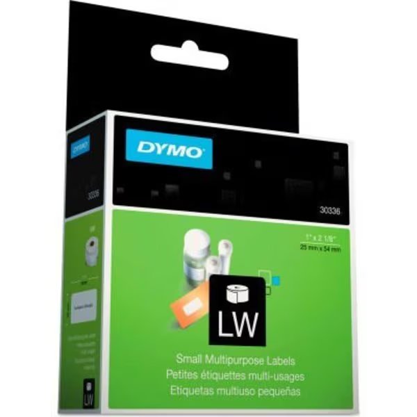 DYMO LabelWriter Multipurpose Labels, 1in x 2-1/8in, White, 500 Labels/Roll, Dymo, Mfr#: 30336