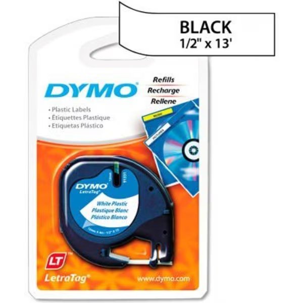 DYMO LetraTag Plastic Label Tape Cassette, 1/2in x 13ft, White, Dymo, Mfr#: 91331