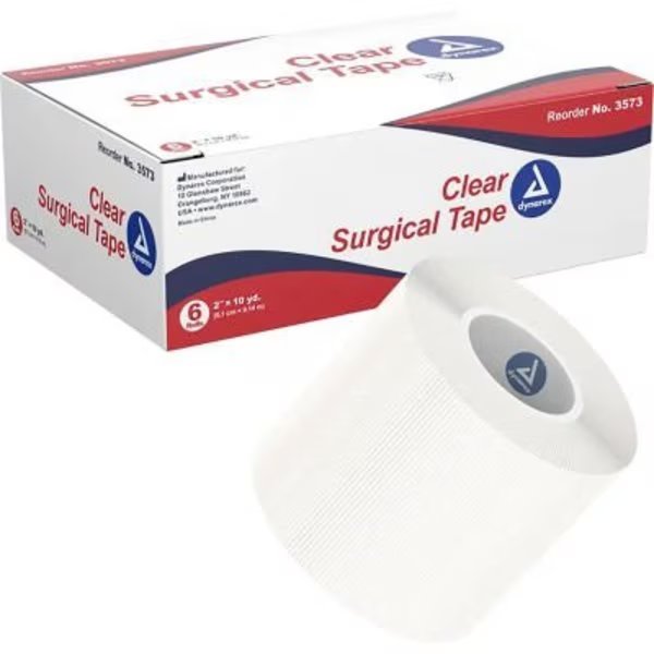 Dynarex Transparent Surgical Tape, 2inW x 10 yards, Pack of 72, Dynarex, Mfr#: 3573