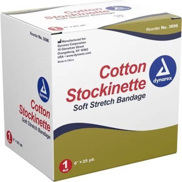 Dynarex Cotton Stockinette, 6inW x 25 yards, Pack of 4, Dynarex, Mfr#: 3696